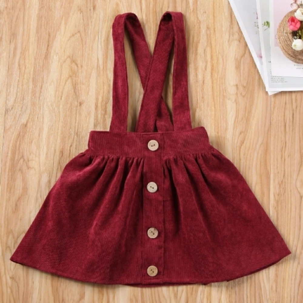 Toddler Girls Wine color Corduroy overalls dress
